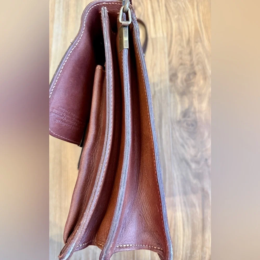 King of the Forest Leather Briefcase Messenger Work Bag Brown